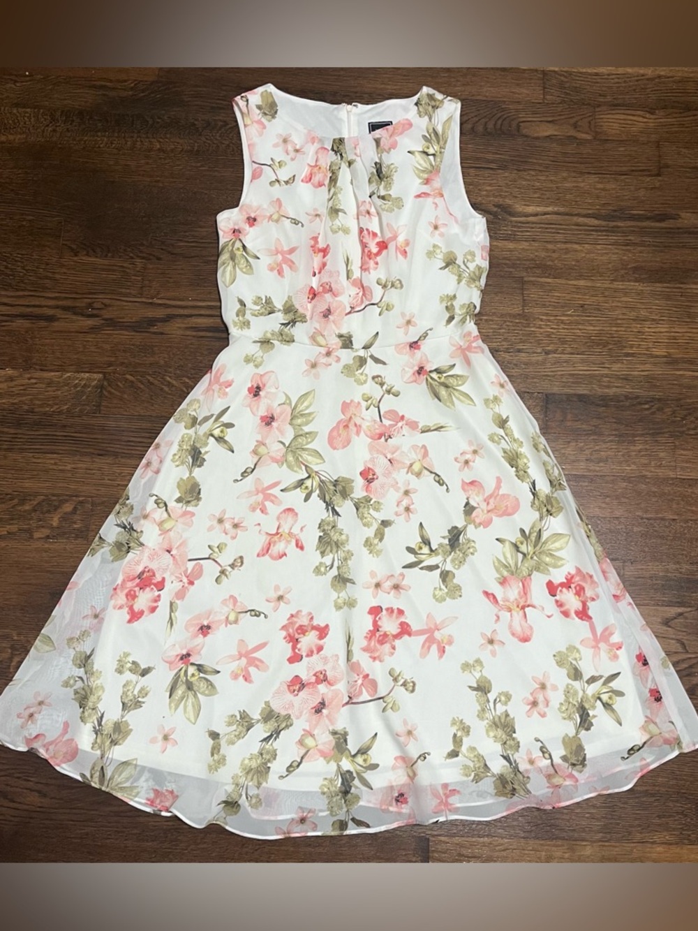 JH White Floral Sleeveless Fit & Flare Dress